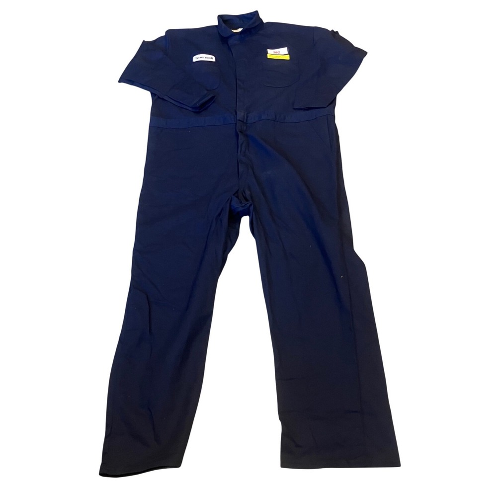 Red Kap Mens Navy Blue Cotton Workwear Coveralls Long Sleeve Size 52 RG Retro